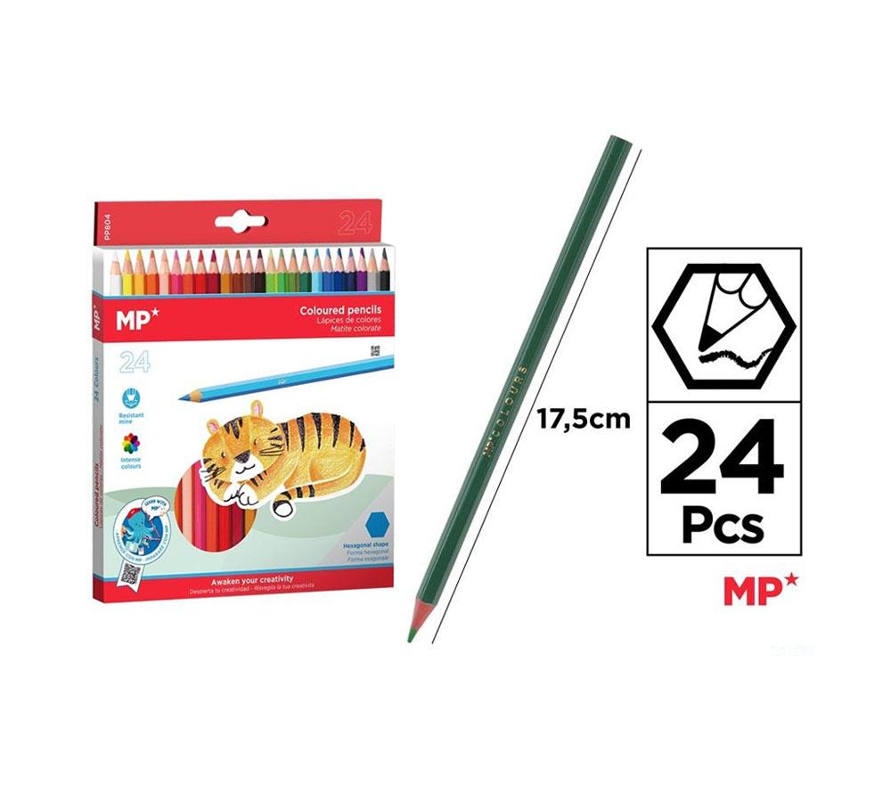  Pochette de crayons de couleurs en bois 24 pcs