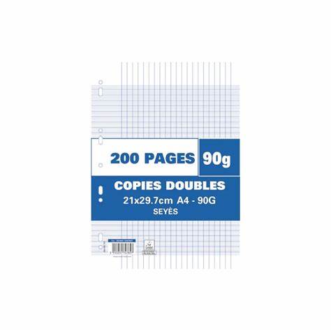 Copies doubles grands carreaux (200 pages perforées)