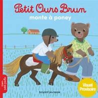 PETIT OURS BRUN MONTE A PONEY